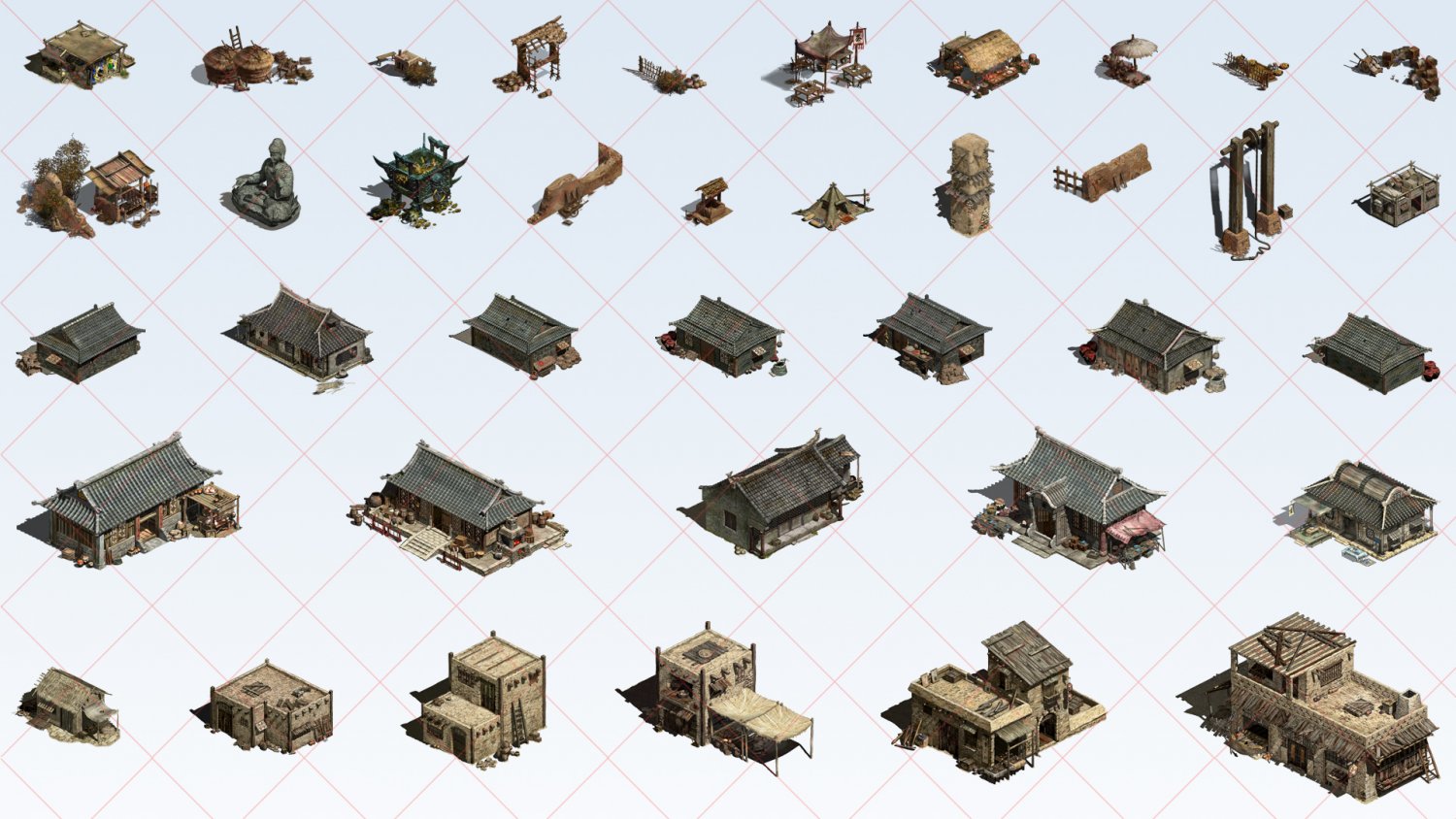 76 House Home Building City Village Construction 2D Game Asset CG.
