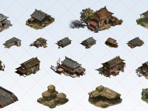 76 House Home Building City Village Construction 2D Game Asset CG Texturen