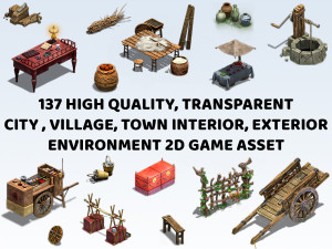 137 Transparent City Town Village Interior Exterior Environment 2D Game Asset Texturas CG