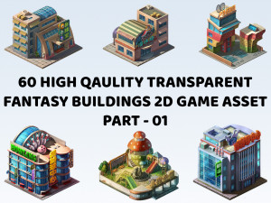 60 Transparent Fantasy Building 2D Game Asset Part 01 Texturas CG