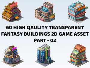 60 Transparent Fantasy Building 2D Game Asset Part 02 Texturas CG