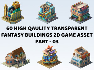 60 Transparent Fantasy Building 2D Game Asset Part 03 Texturas CG