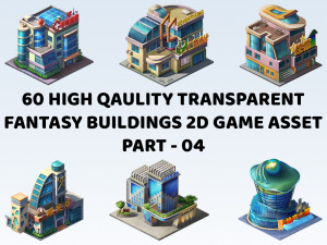 60 Transparent Fantasy Building 2D Game Asset Part 04 Texturas CG