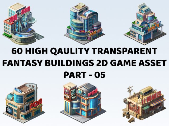 60 Transparent Fantasy Building 2D Game Asset Part 05 Texturas CG .c4d .max .obj .3ds .fbx .stl .blend 