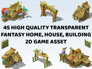 45 Fantasy Home Houses Building 2D Game Asset Texturas CG