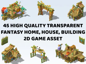 45 のファンタジー ホームハウス 2D ゲーム アセットを構築 CG テクスチャ