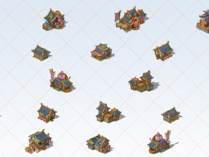 48 Fantasy Cartoon House Home Building Exterior 2D Game Asset Texturas CG