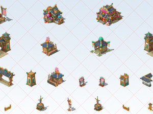 48 Fantasy Cartoon House Home Building Exterior 2D Game Asset Texturas CG
