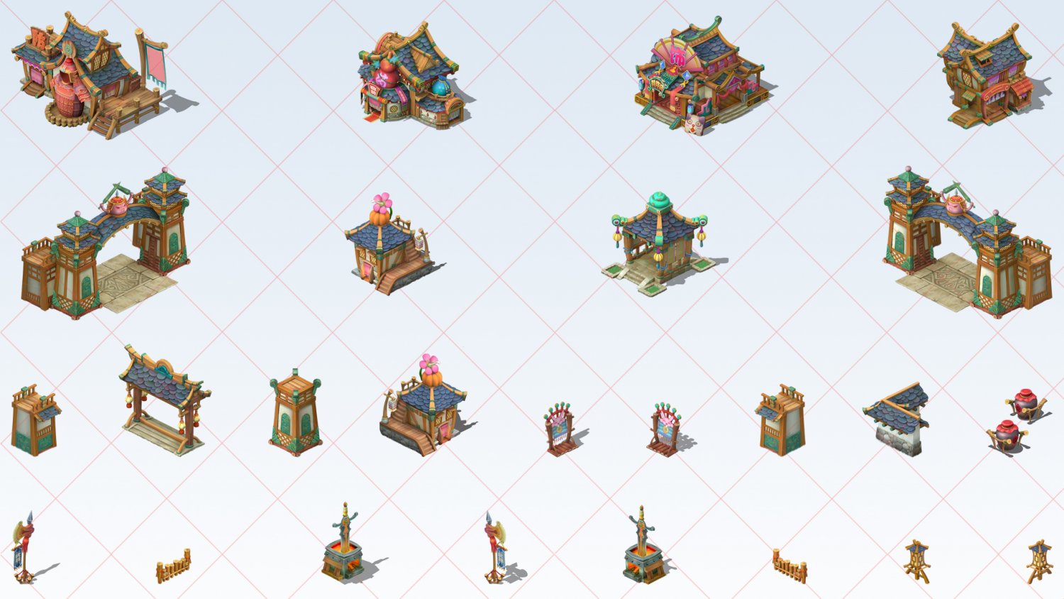 48 Fantasy Cartoon House Home Building Exterior 2D Game Asset CG.