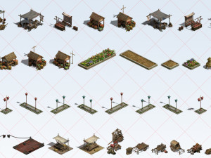 246 Transparent City Village Town Environment Construction Kit 2D Game Asset Texturas CG