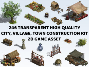 246 Transparent City Village Town Environment Construction Kit 2D Game Asset CG Textures