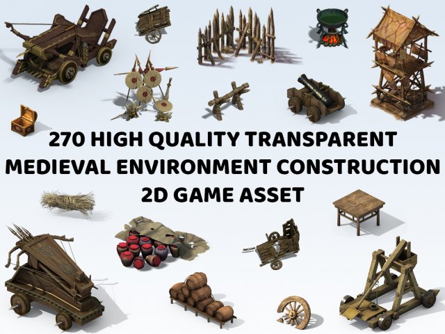 270 Medieval Environment Construction Kit 2D Game Asset CG テクスチャ .c4d .max .obj .3ds .fbx .stl .blend 
