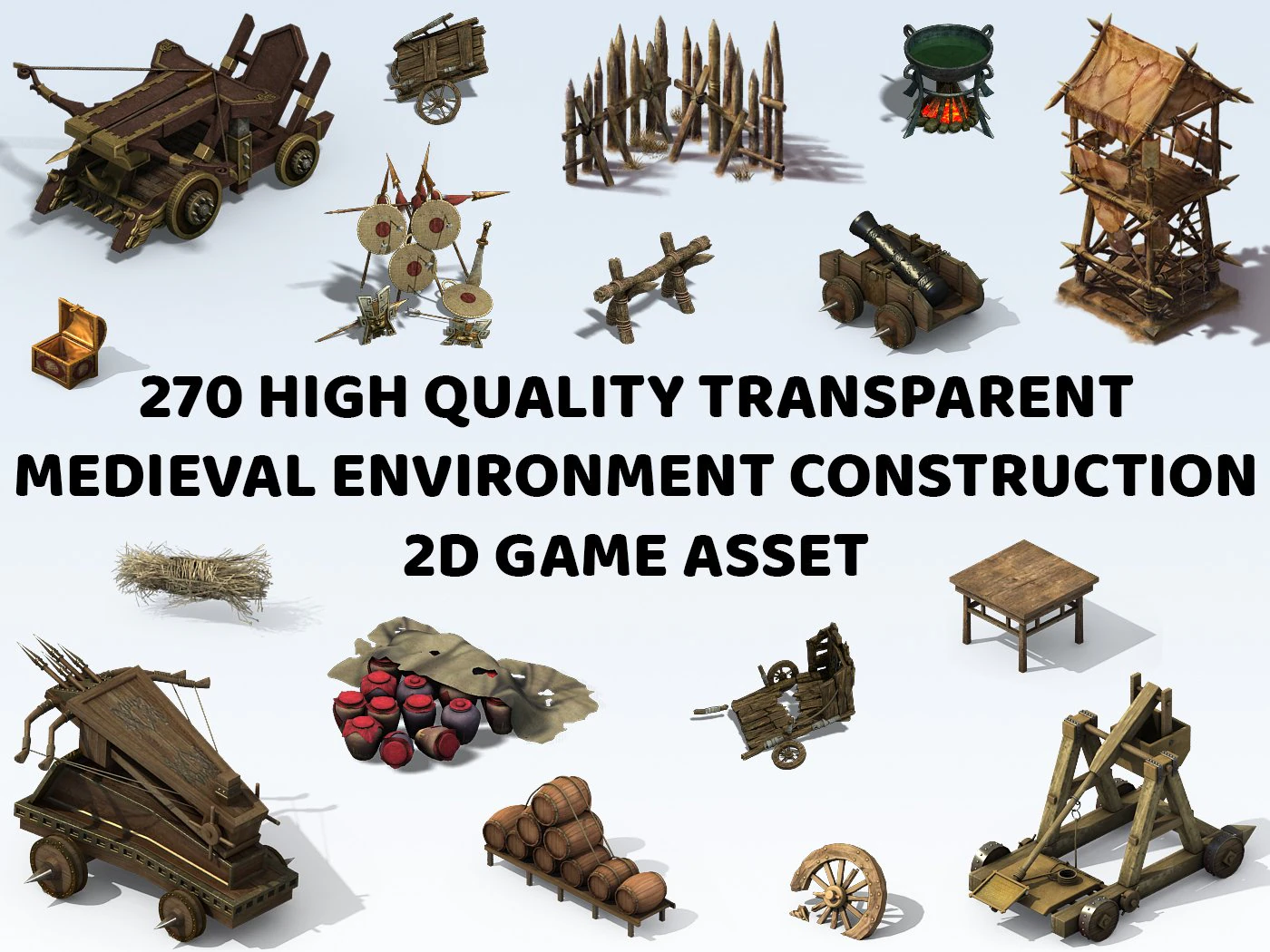 270 Medieval Environment Construction Kit 2D Game Asset CG Textures .c4d .max .obj .3ds .fbx .stl .blend 