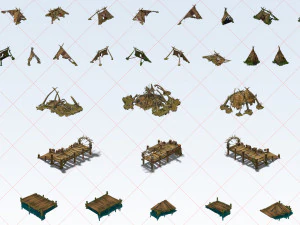 212 Hut Tent House Tree Grass Flower Bridge Stone Wall 2D Game Asset CG Textures