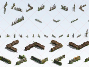 212 Hut Tent House Tree Grass Flower Bridge Stone Wall 2D Game Asset CG Textures