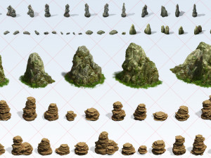 150 Fantasy Mountain Canyon Stone Rock 2D Game Asset Texturas CG