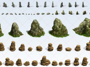 150 Fantasy Mountain Canyon Stone Rock 2D Game Asset CG Textures