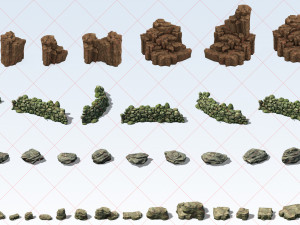 150 Fantasy Mountain Canyon Stone Rock 2D Game Asset Texturas CG