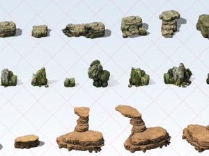 150 Fantasy Mountain Canyon Stone Rock 2D Game Asset Texturas CG