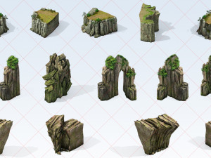 40 Mountain Canyon Cliff Terrain Rock Stone 2D Game Asset Texturas CG