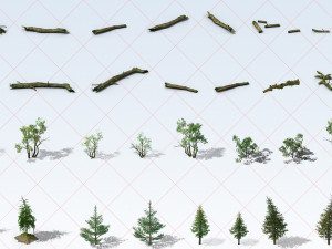 100 Trees Plants Trunk Branches Nature Environment 2D Game Asset CG Textures