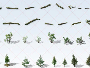 100 Trees Plants Trunk Branches Nature Environment 2D Game Asset CG Textures