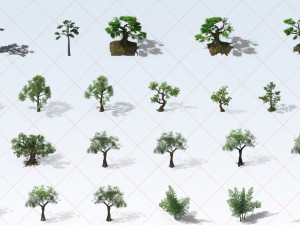 100 Trees Plants Trunk Branches Nature Environment 2D Game Asset CG Textures