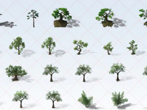 100 Trees Plants Trunk Branches Nature Environment 2D Game Asset CG Textures