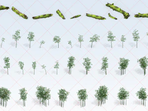 110 drzew bambusowych, roślin, pni, liści, natury, środowiska, gry 2D CG Tekstury