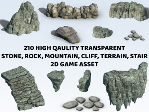 210 Rock Stone Mountain Cliff Terrain Canyon Stair 2D Game Asset CG Texturen