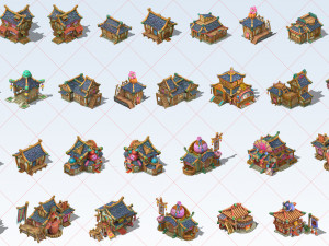 212 Fantasy House Home Building Tree Village City 2D Game Asset Mega Pack CG Textures