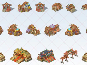 212 Fantasy House Home Building Tree Village City 2D Game Asset Mega Pack CG Textures