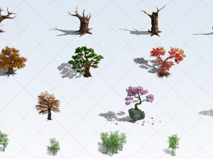 33 Tree and Bamboo Nature Environment Construction Kit 2D Game Assets CG Textures