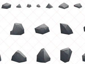 34 Cartoon Stone and Rock 2D Game Asset CG Textures