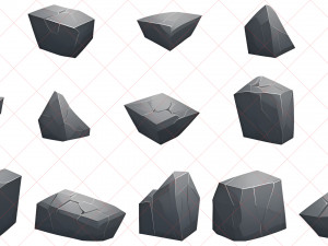 34 Cartoon Stone and Rock 2D Game Asset CG Textures