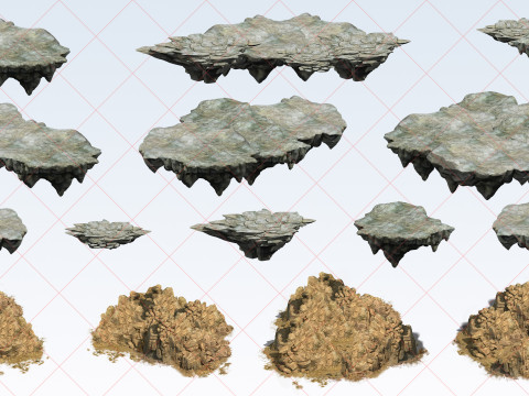 52 Mountain Terrain Cliff Rock Tree Plant 2D Game Asset CG テクスチャ