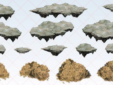 52 Mountain Terrain Cliff Rock Tree Plant 2D Game Asset CG Textures