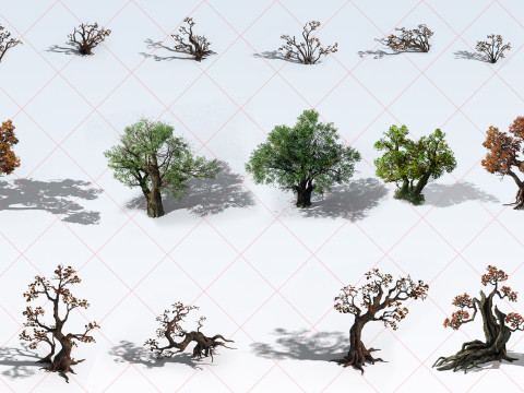 52 Mountain Terrain Cliff Rock Tree Plant 2D Game Asset CG テクスチャ