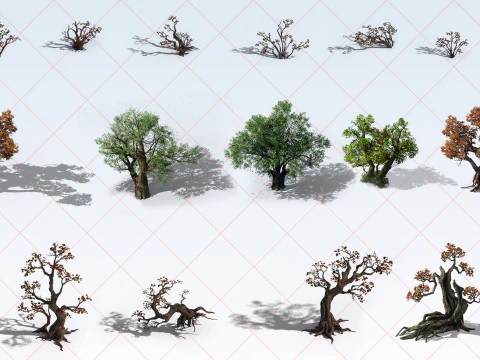 52 Mountain Terrain Cliff Rock Tree Plant 2D Game Asset CG Textures