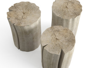 wood stub side tables 3D मॉडल