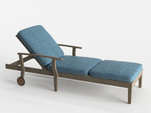 pool deck chaise lounge wood base 3D 모델