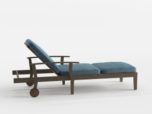 pool deck chaise lounge wood base 3Dモデル