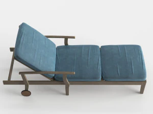 pool deck chaise lounge wood base 3D Model