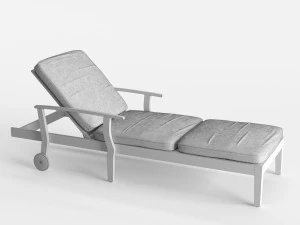 pool deck chaise lounge wood base 3D Model