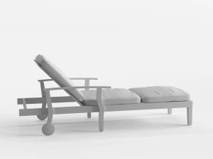 pool deck chaise lounge wood base 3D Model