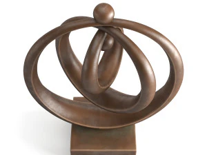 modern decorative abstract bronze art sculpture 01 3D Model