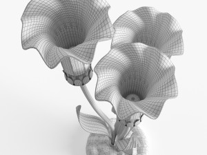 21 mercury glass 3 lily uplight accent lamp 3D Model