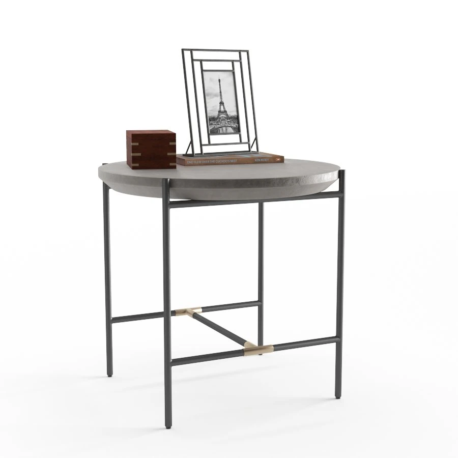 west elm finian concrete iron end table 3D Model .c4d .max .obj .3ds .fbx .stl .blend 