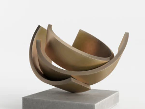 modern decorative abstract copper art sculpture 16 3D Model