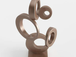 modern decorative abstract copper art sculpture 03 3D Model